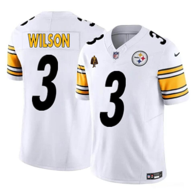 Men's Pittsburgh Steelers #3 Russell Wilson White F.U.S.E. With Walter Payton Patch Vapor Untouchable Limited Stitched Jersey